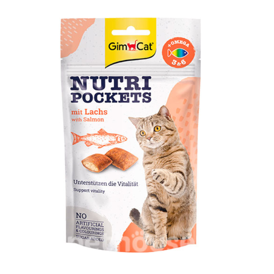 GimCat Bocaditos Nutri Pockets de Salmón para gatos, , large image number null