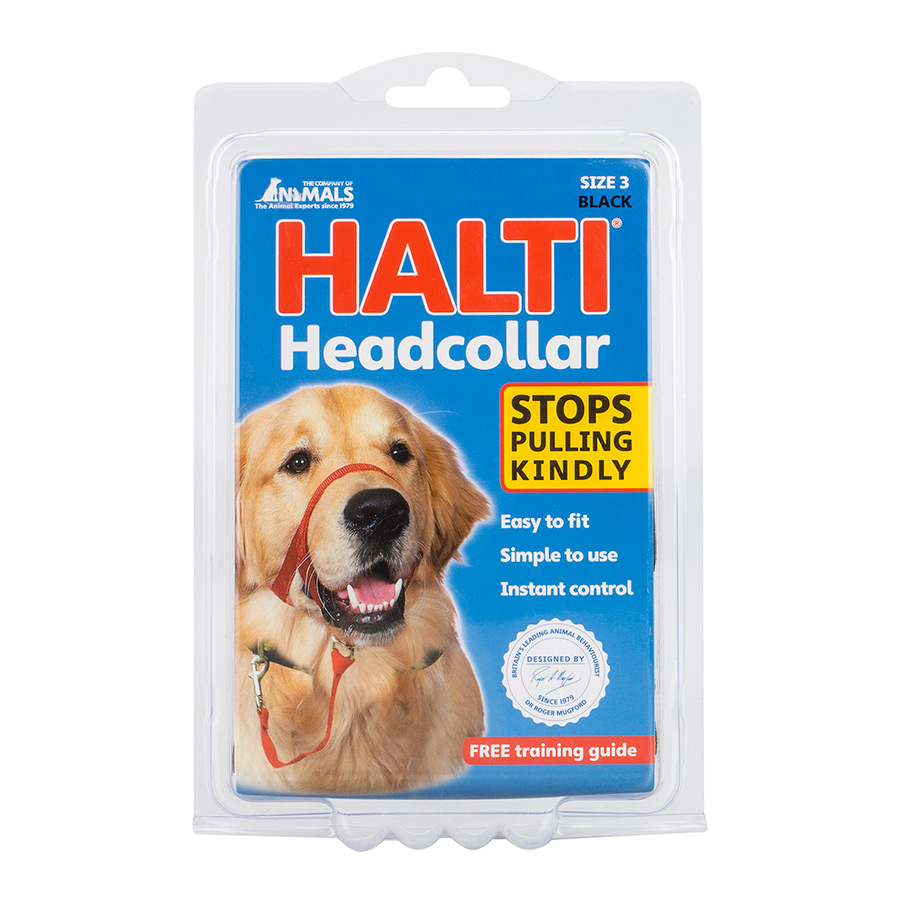 Imagen de Halti collar con bozal de tela negro para perros