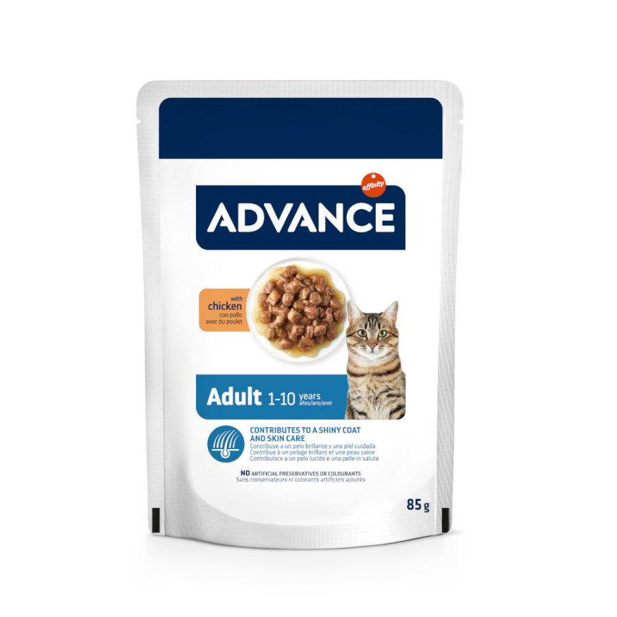 Advance – Comida húmeda para gatos adultos Advance pollo en salsa 85 g.