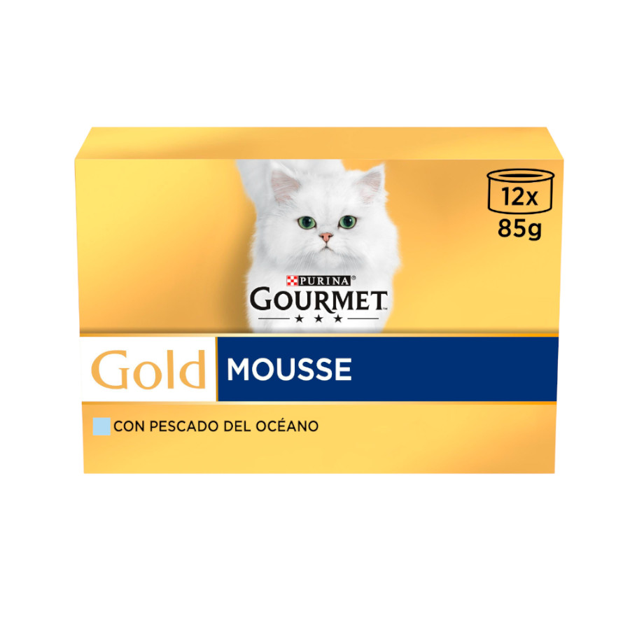 Gourmet Gold – Comida húmeda para gatos adultos Gourmet Gold Mousse pescado del océano 12 x 85 g.