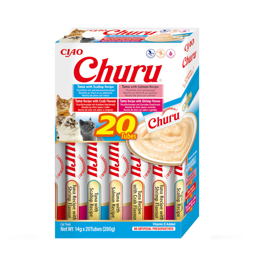 Imagen de CHURU Snacks Variedades De Atun Con Marisco para Gatos