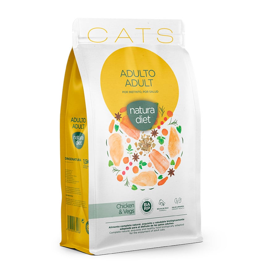 Natura Diet – Pienso para gatos adultos Natura Diet pollo 1,5 kg.
