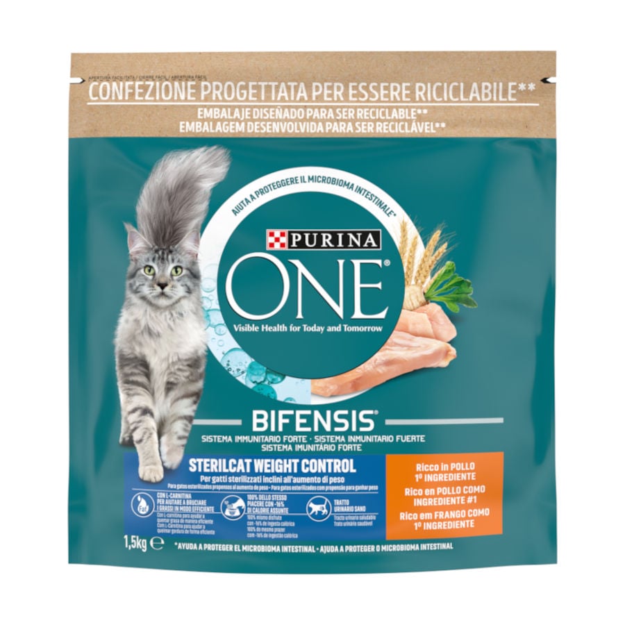 1.5 KG 1.5 kg One Bifensis Esterilizado Control de Peso Pollo pienso para gatos
