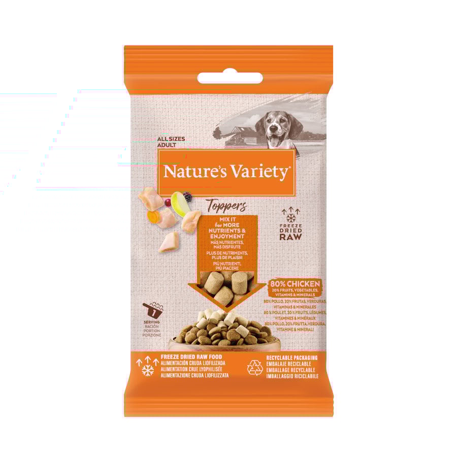 6 bolsitas x 15 g Nature's Variety Toppers Pollo Liofilizado para perros ¡Pack Ahorro!
