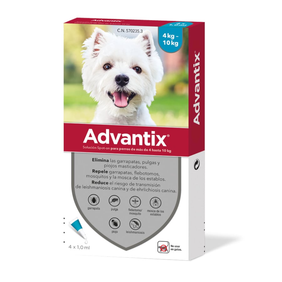 4-10 kg (4 uds.)Advantix Pipetas Antiparasitarias para perros