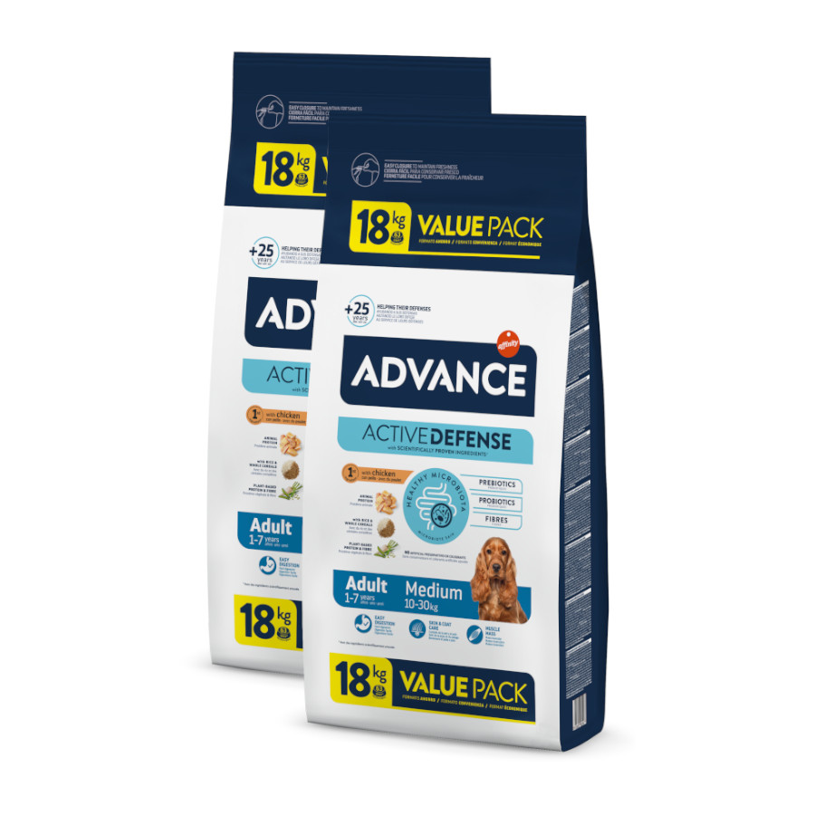 Advance Active Defense Medium Adult Pollo y Arroz pienso para perros ¡Pack ahorro!