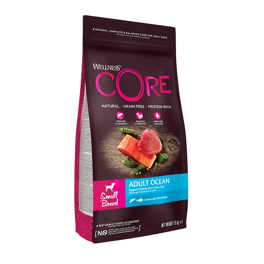 1.5kg Wellness Core Adult Small Ocean Salmón y Atún pienso para perros