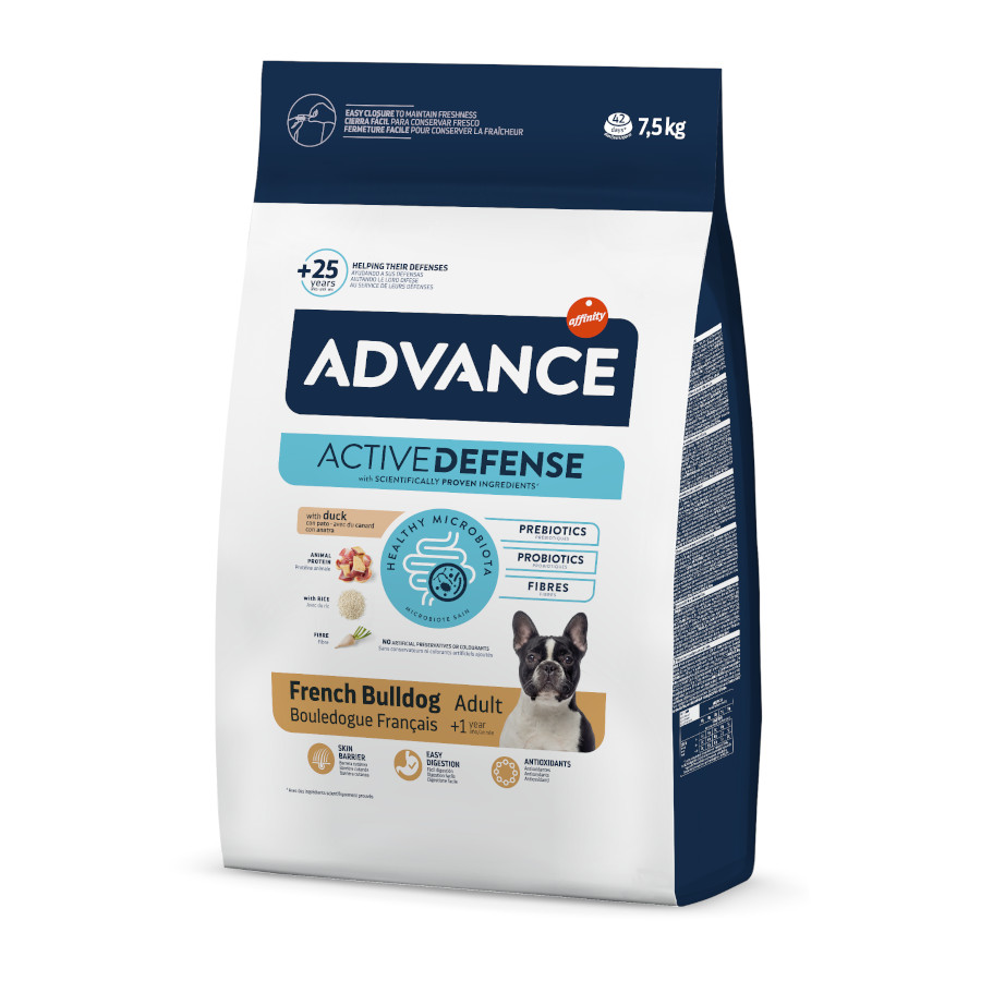 Advance – Pienso para perros adultos Bulldog Francés Advance pato y arroz.