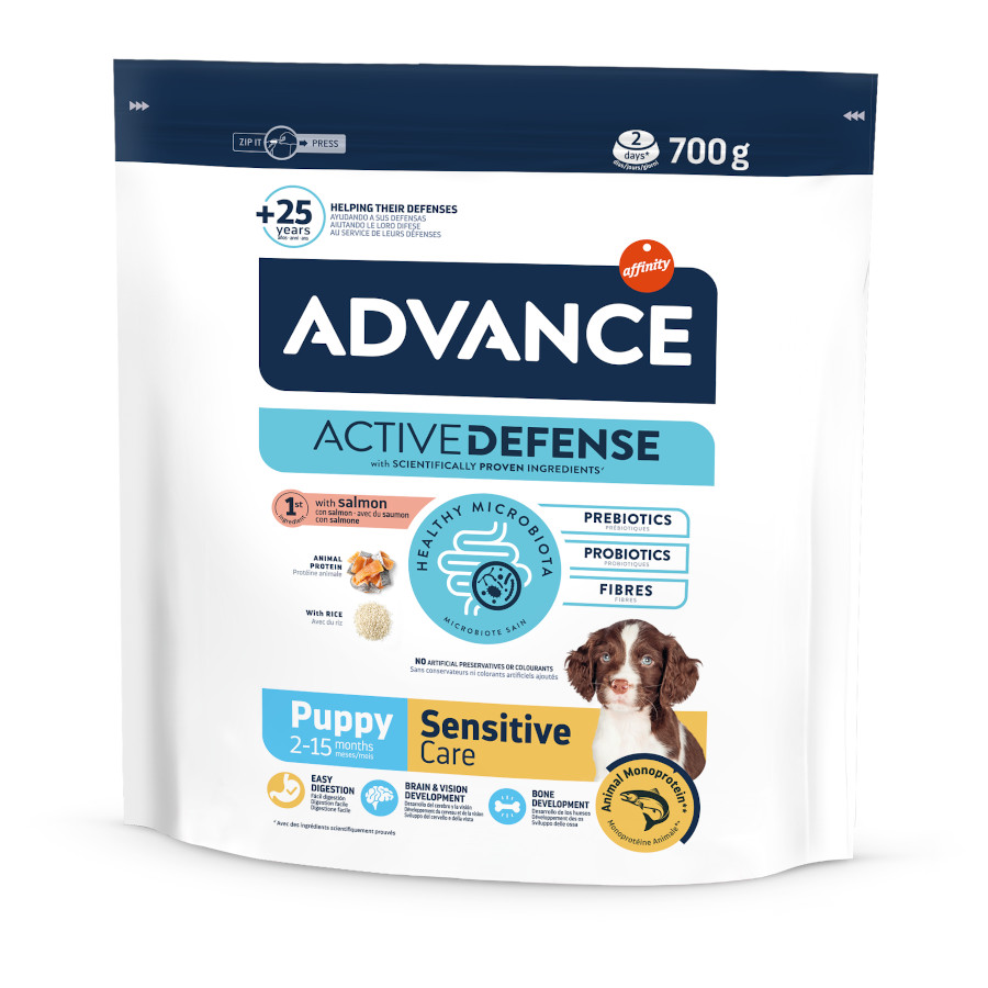 Advance – Pienso para perros cachorros Advance Sensitive salmón y arroz. 700 g