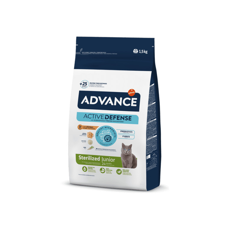 Advance – Pienso para gatos jóvenes esterilizados Advance Sterilized junior pollo y arroz 1,5 kg.