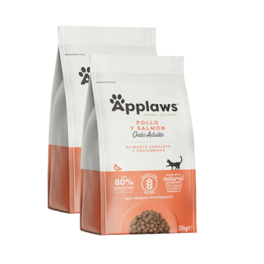 Applaws Adult Grain Free Salmón y Pollo pienso para gatos ¡Pack ahorro!