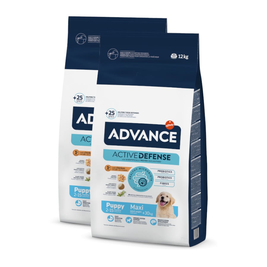 Advance Active Defense Maxi Puppy Pollo y Arroz pienso para perros ¡Pack ahorro!