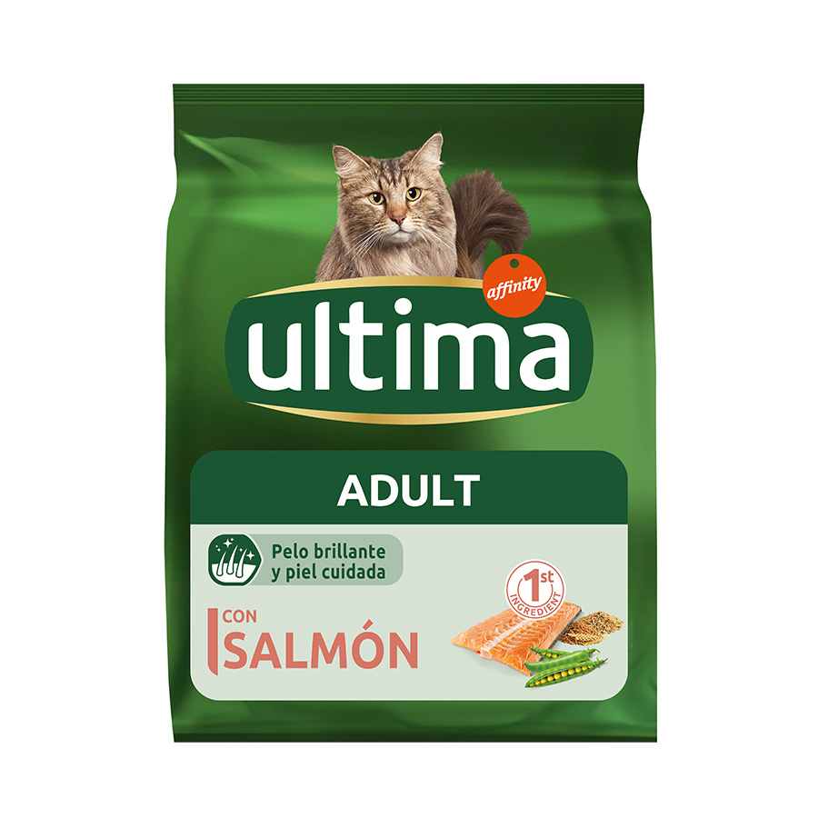 Ultima – Pienso para gatos adultos Ultima salmón, arroz y cereales integrales.