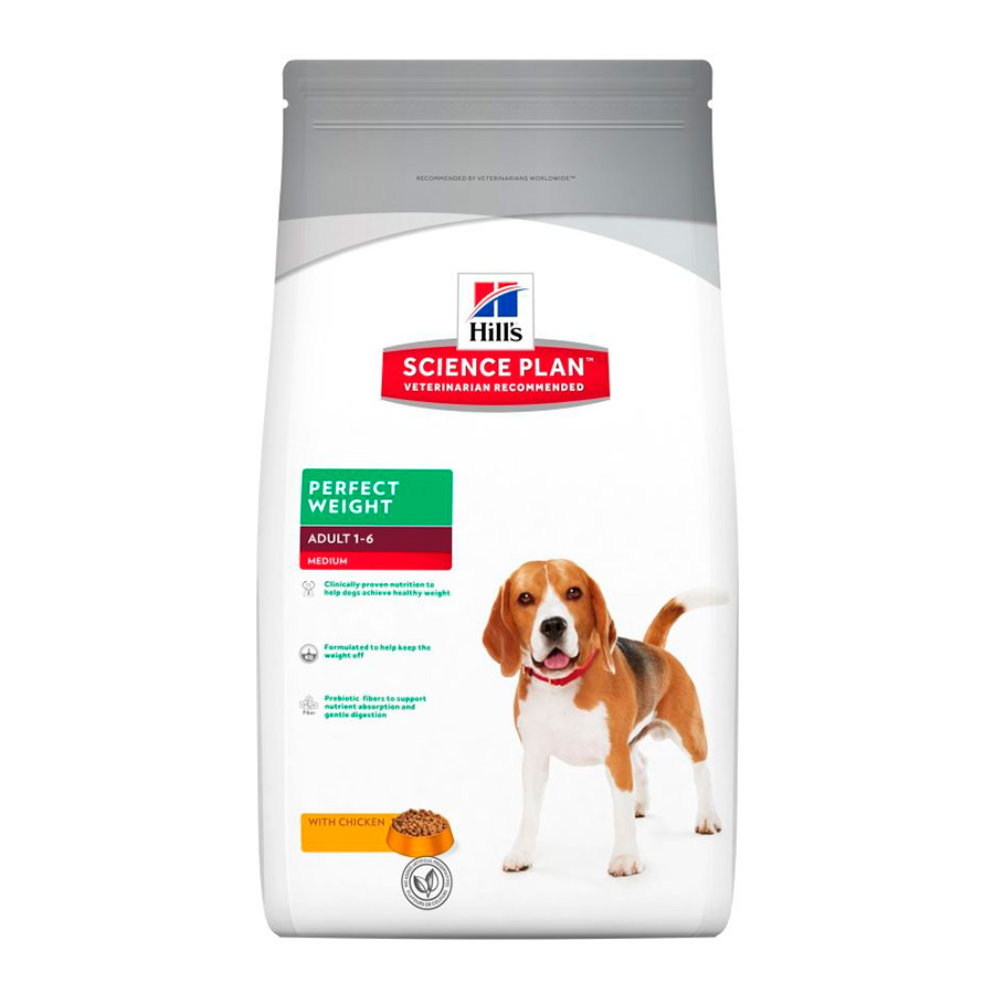Hill's Medium Adult Science Plan Perfect Weight Pollo pienso para perros, , large image number null