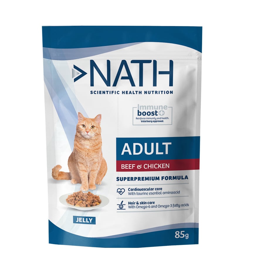 Nath Adult Ternera y Pollo en Gelatina sobre para gatos¡Pack Ahorro!