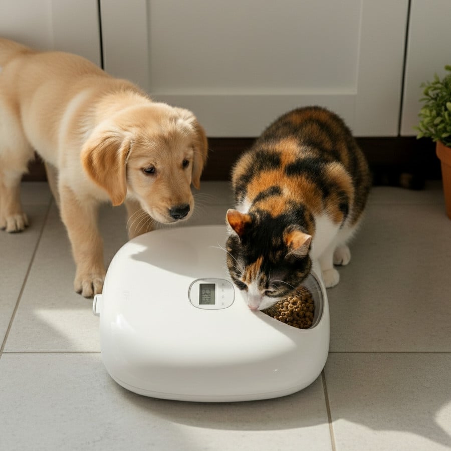 All For Paws Lifestyle Comedero Automático Blanco para perros y gatos
