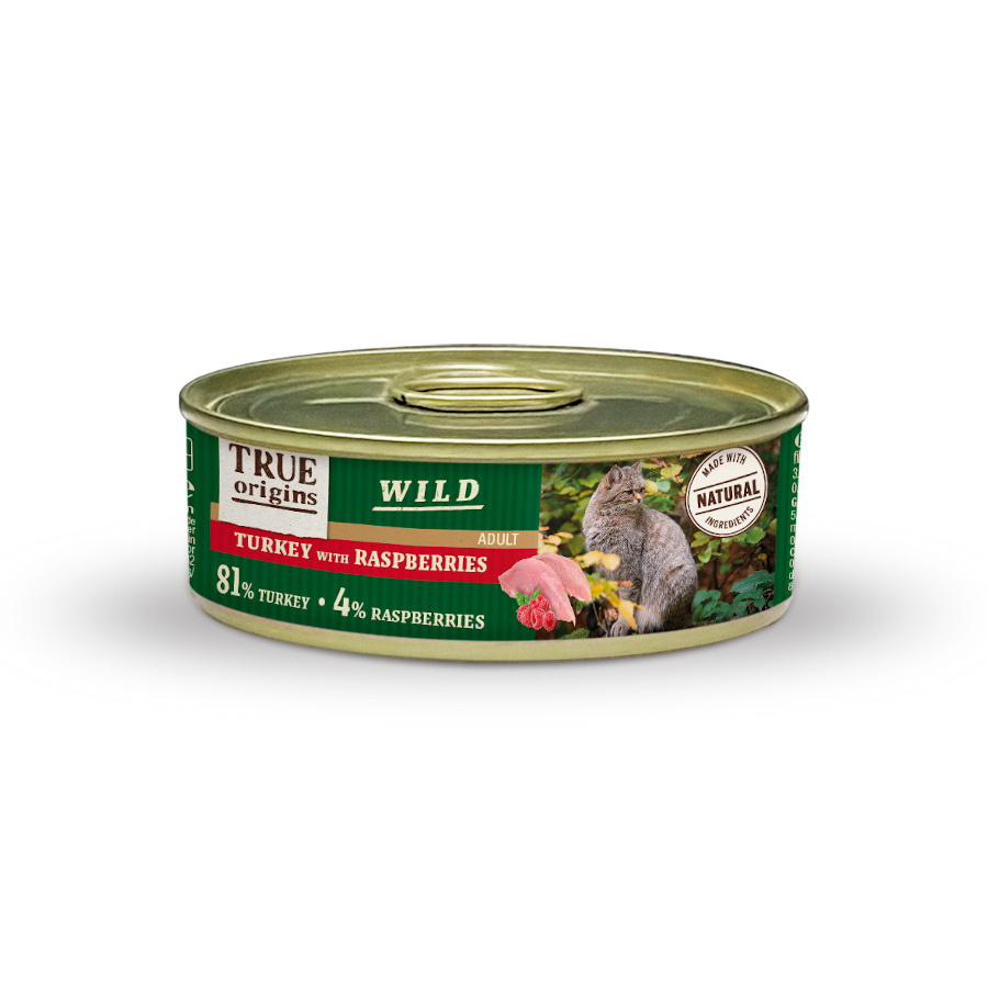 True Origins Wild Adult Pavo y Frambuesas lata para gatos ¡Pack Ahorro!