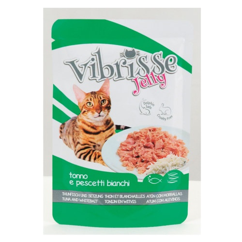 Imagen de Vibrisse Jelly Atún y Pescado Blanco en gelatina sobre para gatos