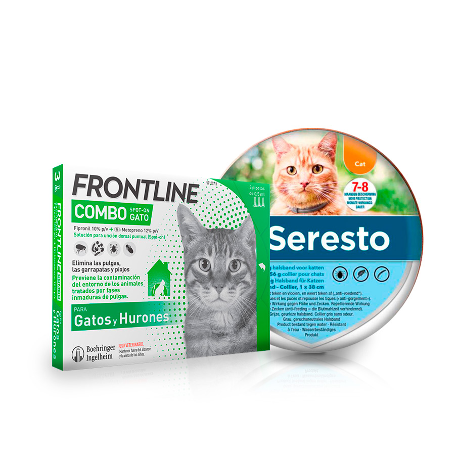 Bayer Seresto Collar Antiparasitario y Frontline Antiparasitario para gatos - Pack , , large image number null