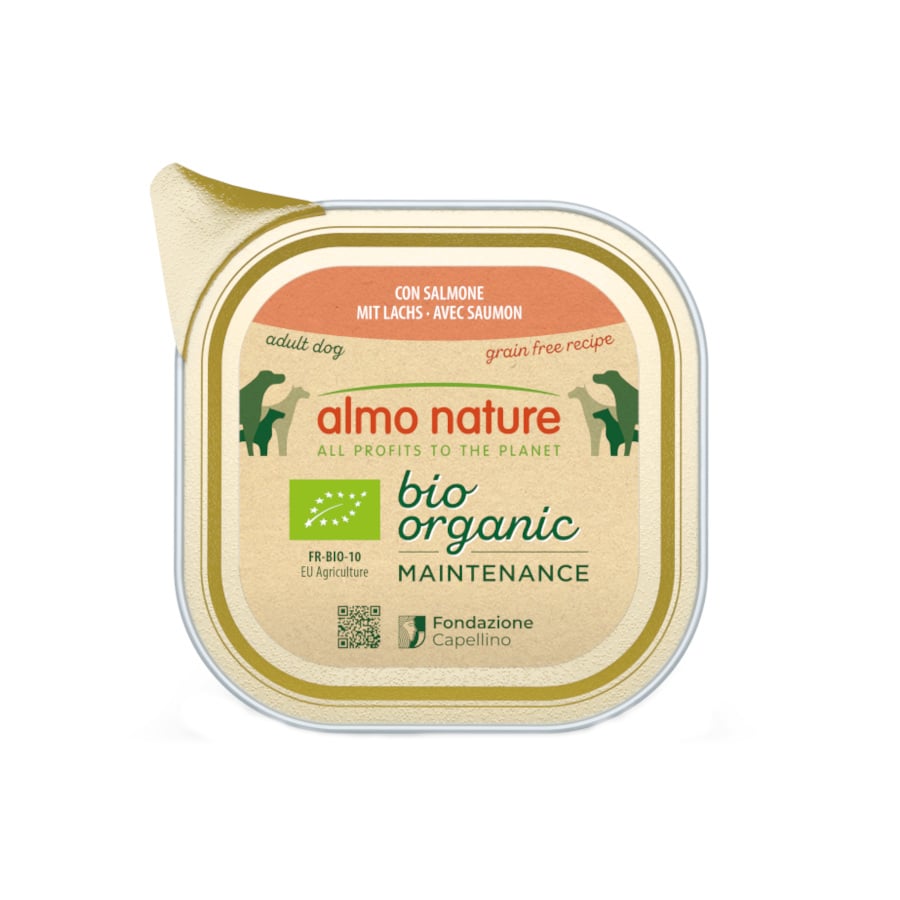 0.1 KG 100 g Almo Nature Bio Organic Maintenance Grain Free Salmón tarrina para perros