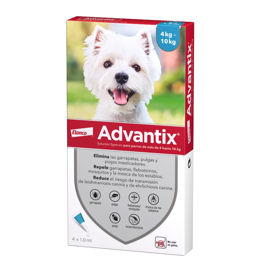 4-10 kg (4 uds.)Advantix Pipetas Antiparasitarias para perros