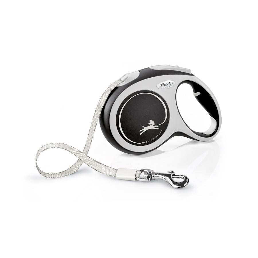 Flexi – Correa Flexi para perros New Confort Cinta. Negro / Blanco. Talla M