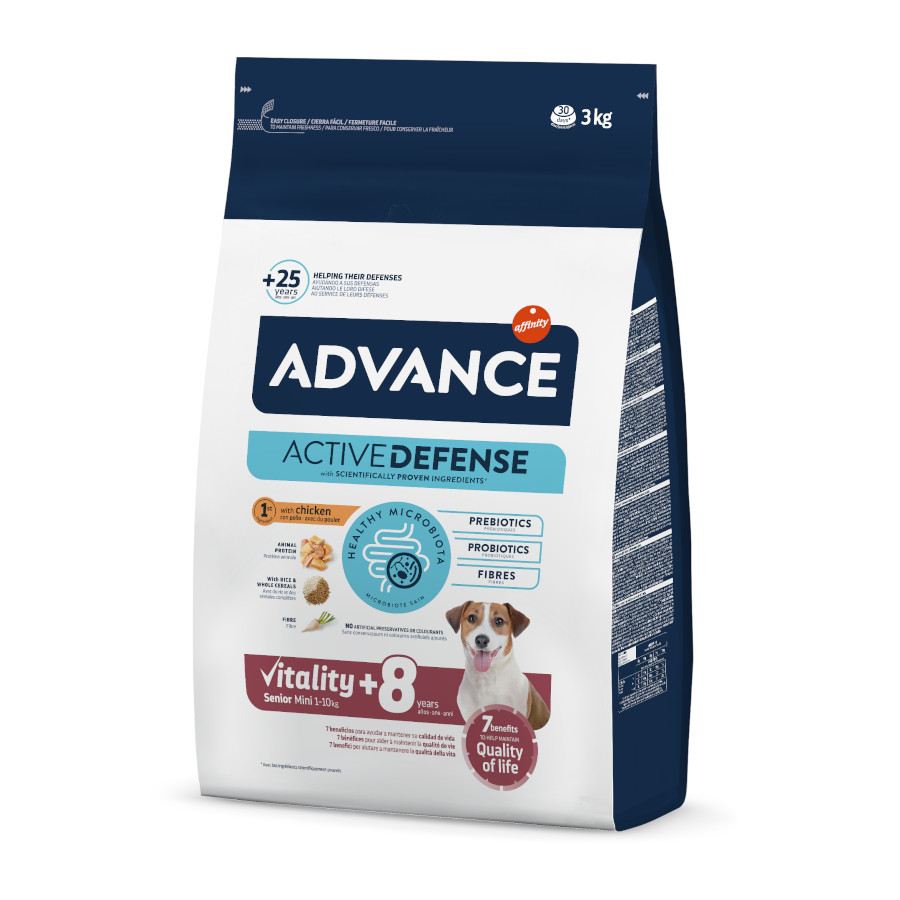 Advance – Pienso para perros Senior Advance Vitality Mini +8 pollo. 3 Kg