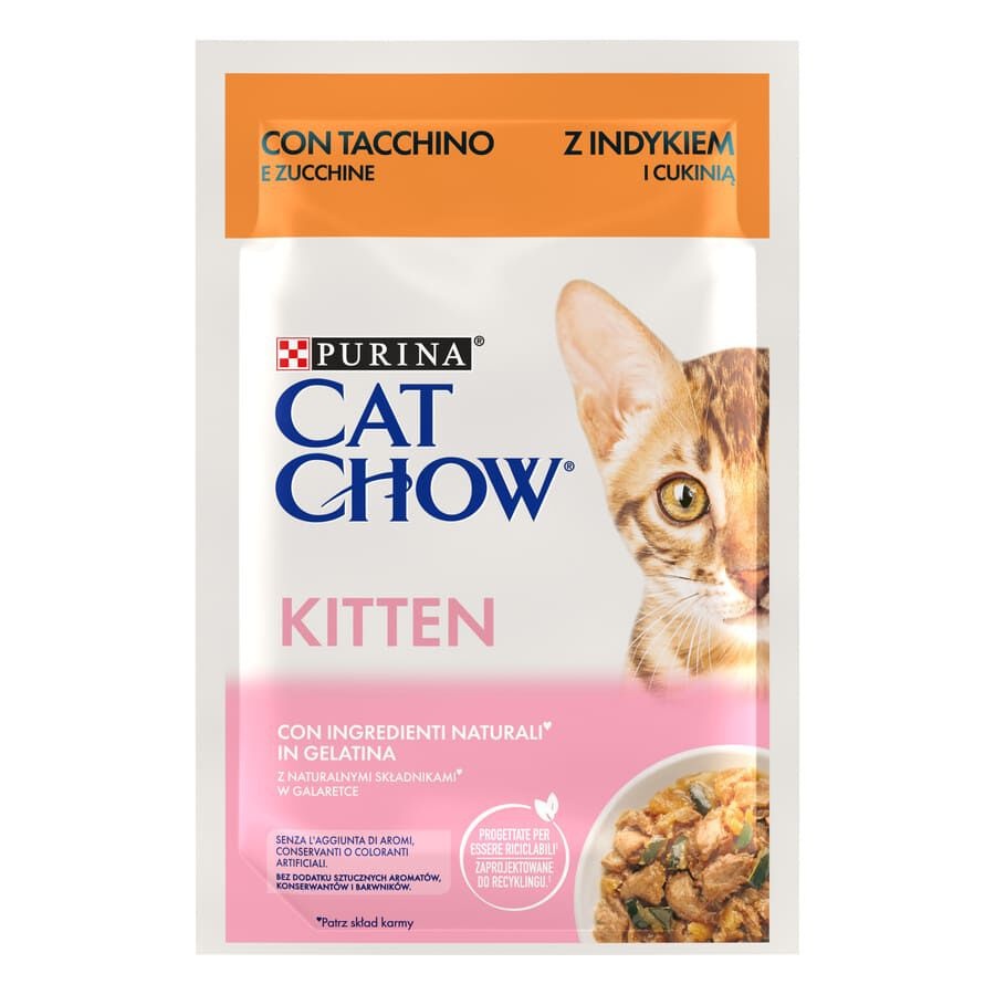 Imagen de Purina Cat Chow Comida Húmeda Gatitos Pavo y Calabacín para Gatos y Gatitos 85 g