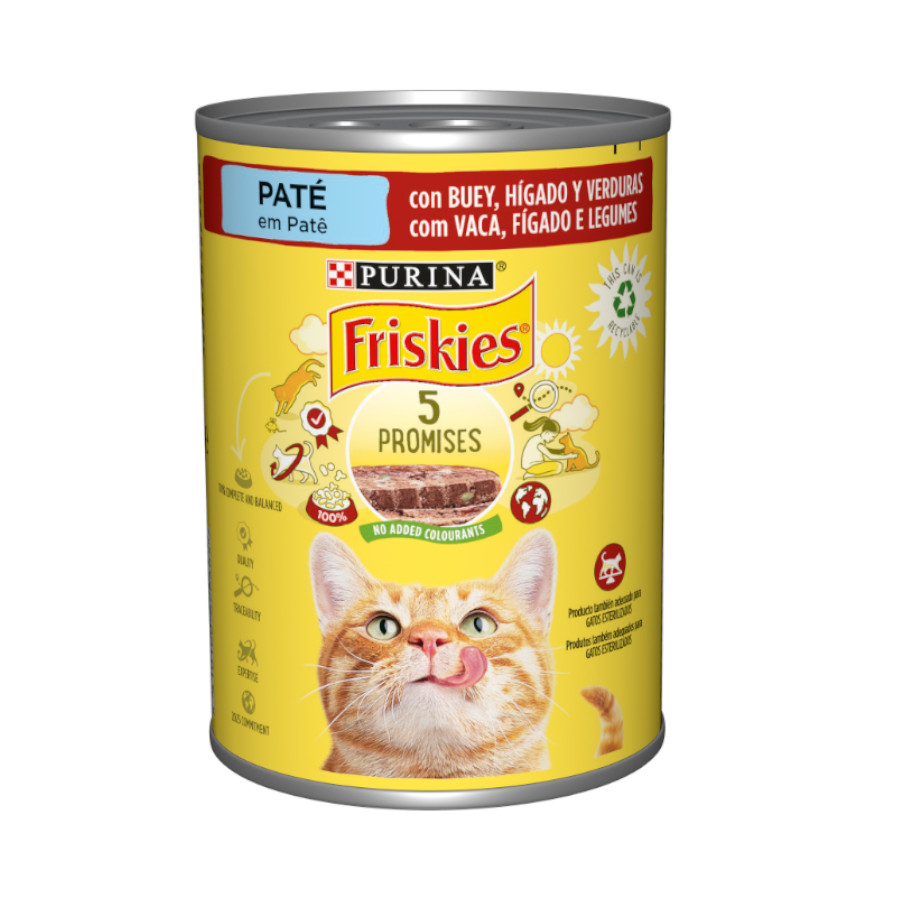 Imagen de Purina Friskies Comida Húmeda Buey e Hígado en Paté para Gatos 400 g