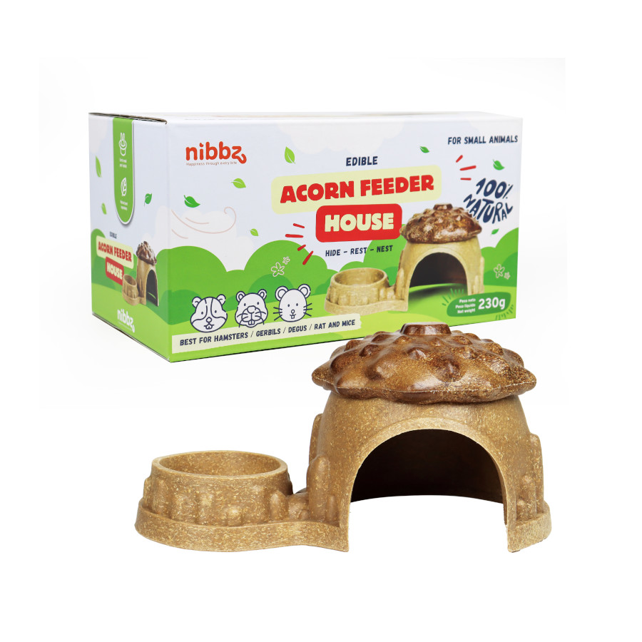 Nibbz Casa de Bellota con Comedero complemento alimenticio para roedores