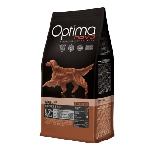 Optima Nova – Pienso para perros senior +6 años Optima Nova pollo y arroz.