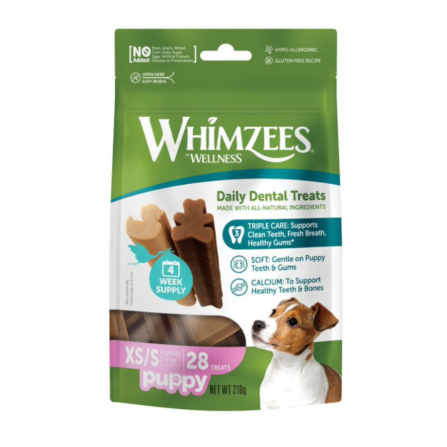 28 barritas Whimzees Puppy XS/S Snacks Dentales Naturales para perros