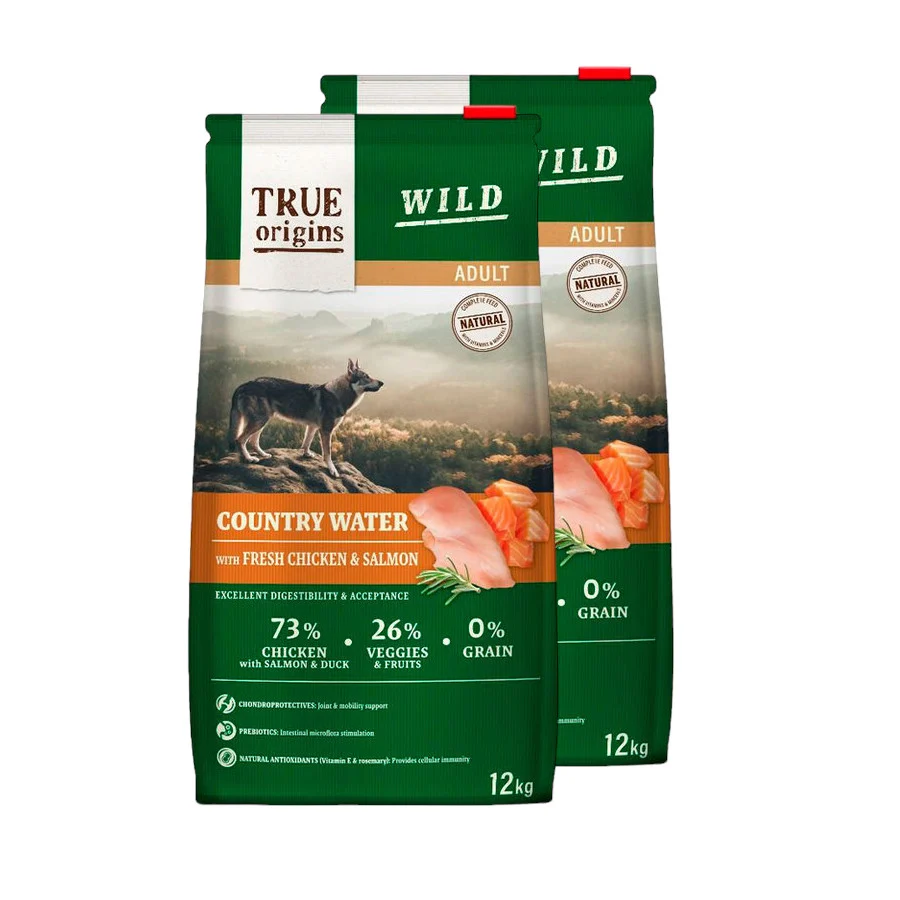 True Origins Wild Adult Country Water Pollo y Salmón pienso para perros ¡Pack ahorro!