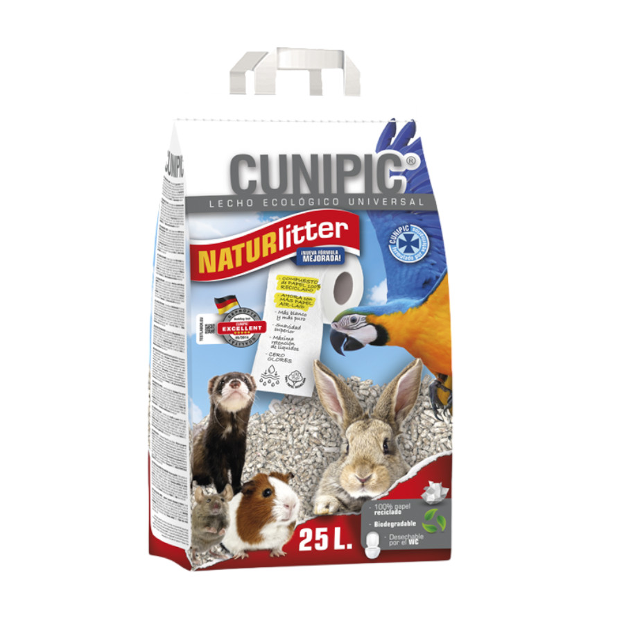 Cunipic – Lecho Cunipic para roedores, pájaros y gatos Natur Liter 25 L.