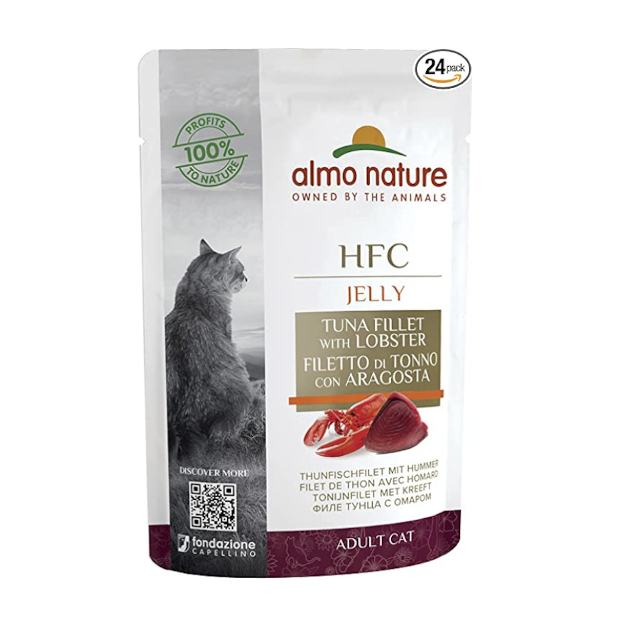 24 sobres x 55 g Almo Nature HFC Jelly filete de atún y langosta sobre en gelatina para gatos ¡Pack ahorro!