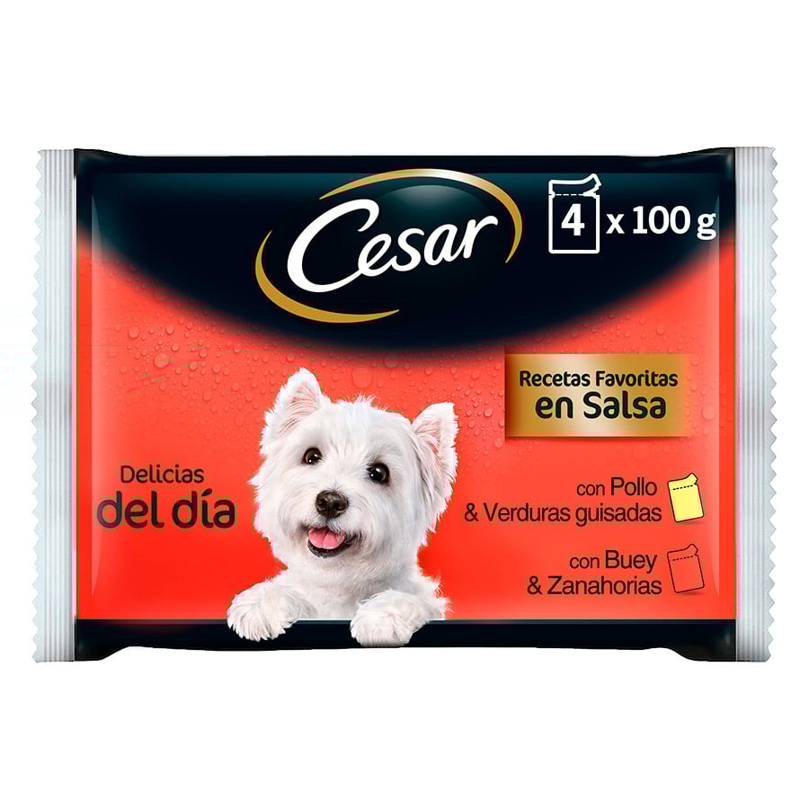 Cesar – Comida húmeda para perros adultos Cesar Selección salsa 4 x 100 g.