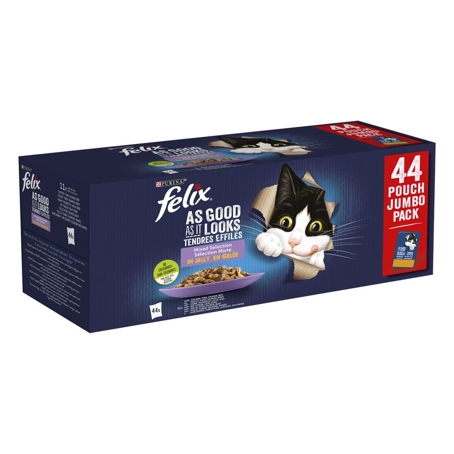 Felix Fantastic – Comida húmeda para gatos adultos Félix Fantastic Selección de sabores en gelatina 44 x 85 g.