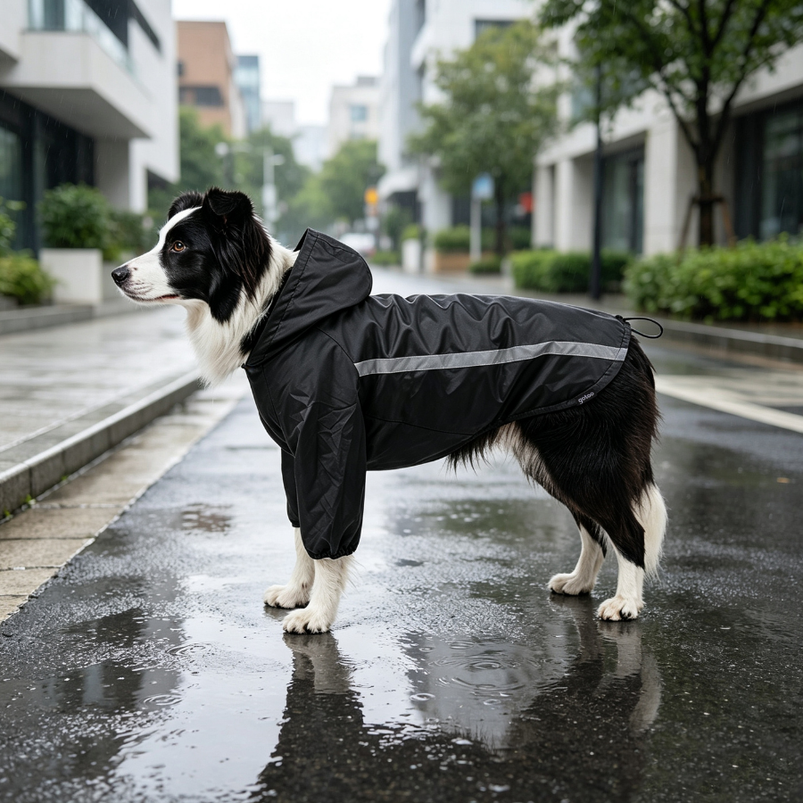 Gotoo Abrigo Impermeable Reflectante Negro para perros