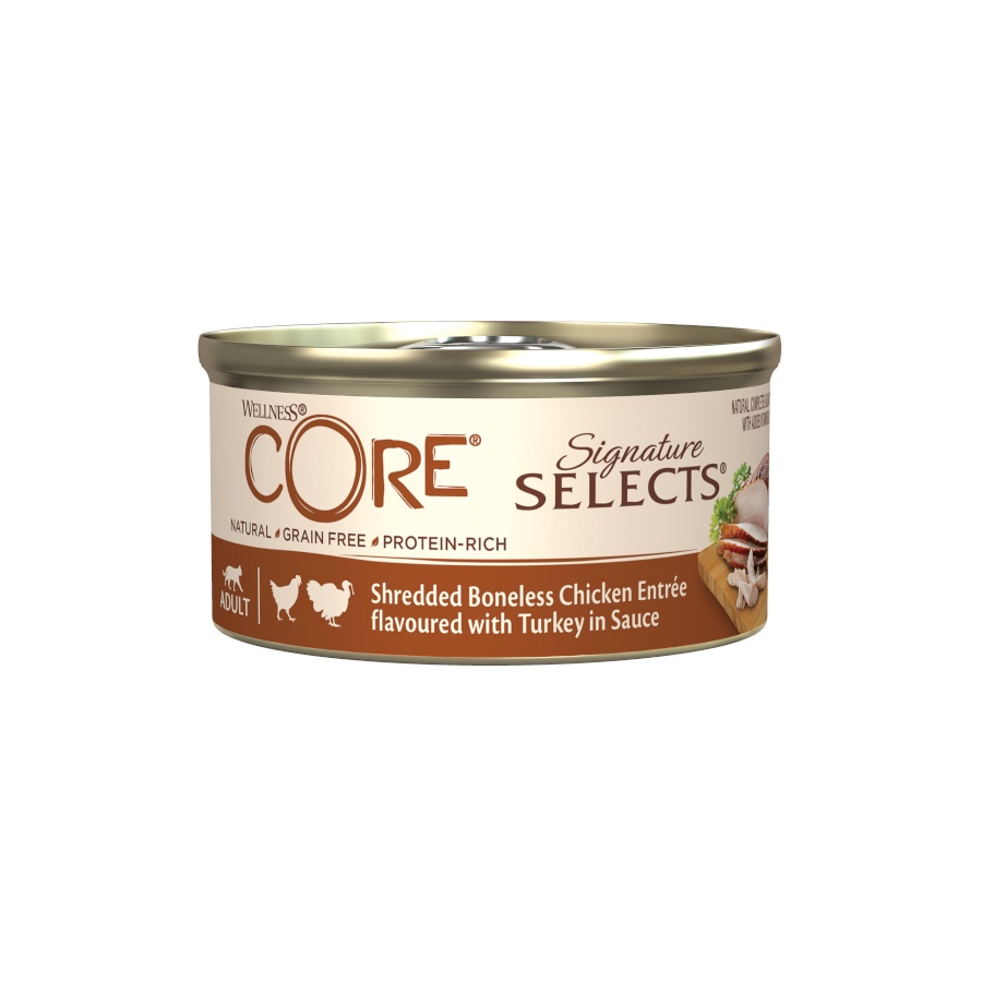 Imagen de Wellness Core Shredded pollo y pavo lata para gatos