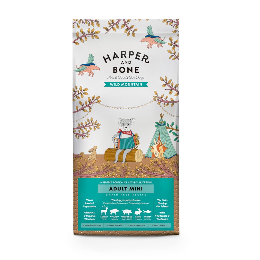 Harper and Bone – Pienso para perros adultos minis Harper and Bone montaña salvaje venado, jabalí, cerdo ibérico, conejo y salmón. 10 Kg