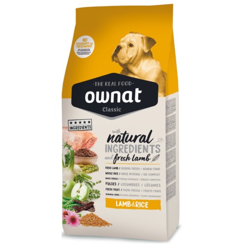 Ownat – Pienso para perros adultos medianos y grandes Ownat Classic cordero y arroz 4 kg.
