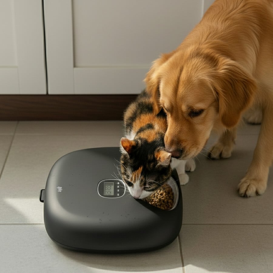 All For Paws Lifestyle Comedero Automático Negro para perros y gatos