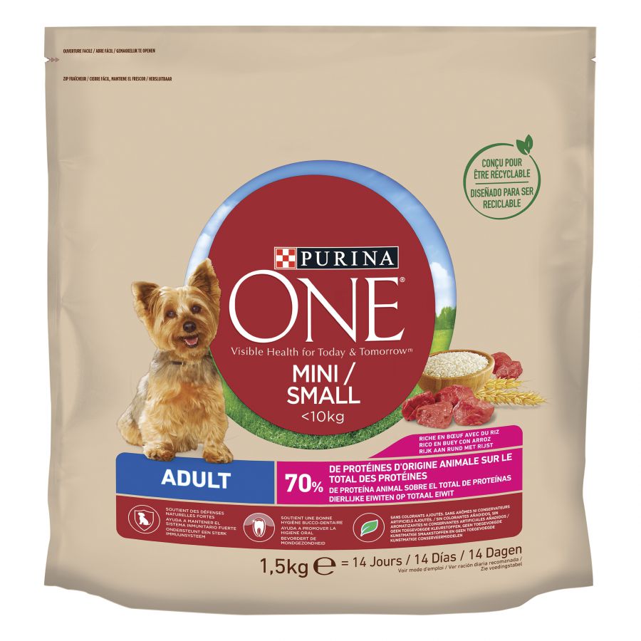 Purina One Mini Adult Buey pienso para perros, , large image number null