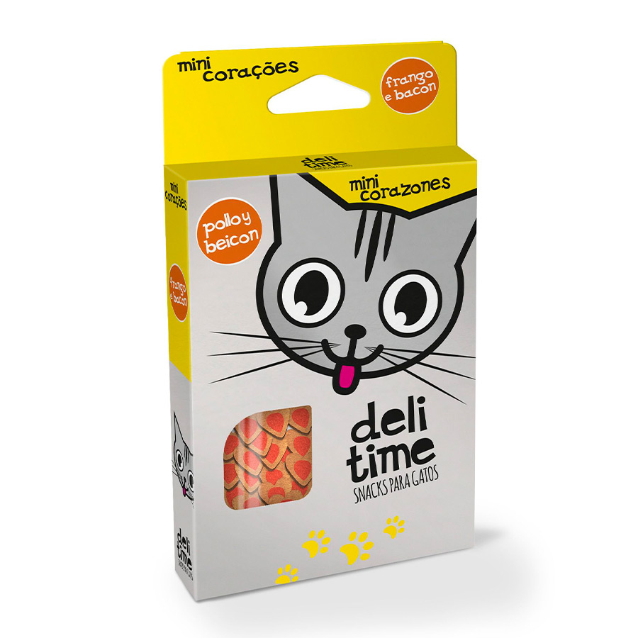 Deli Time Bocaditos Mini Corazones de Pollo y Bacon para gatos, , large image number null