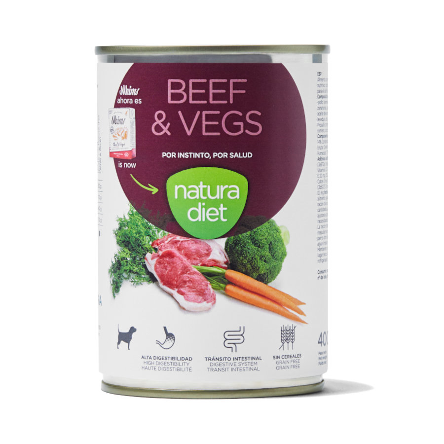 Natura Diet – Comida húmeda para perros adultos Natura Diet buey y verduras 400 g.