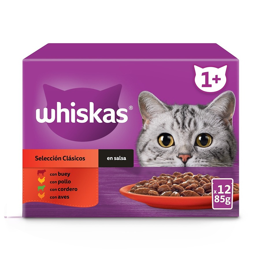12 sobres x 85 g Whiskas Selección Clásicos Sobre en Salsa para gatos
