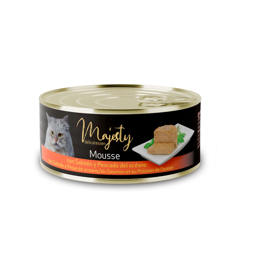 Imagen de Majesty Adult Mousse de Salmón y Pescado del Océano lata para gatos