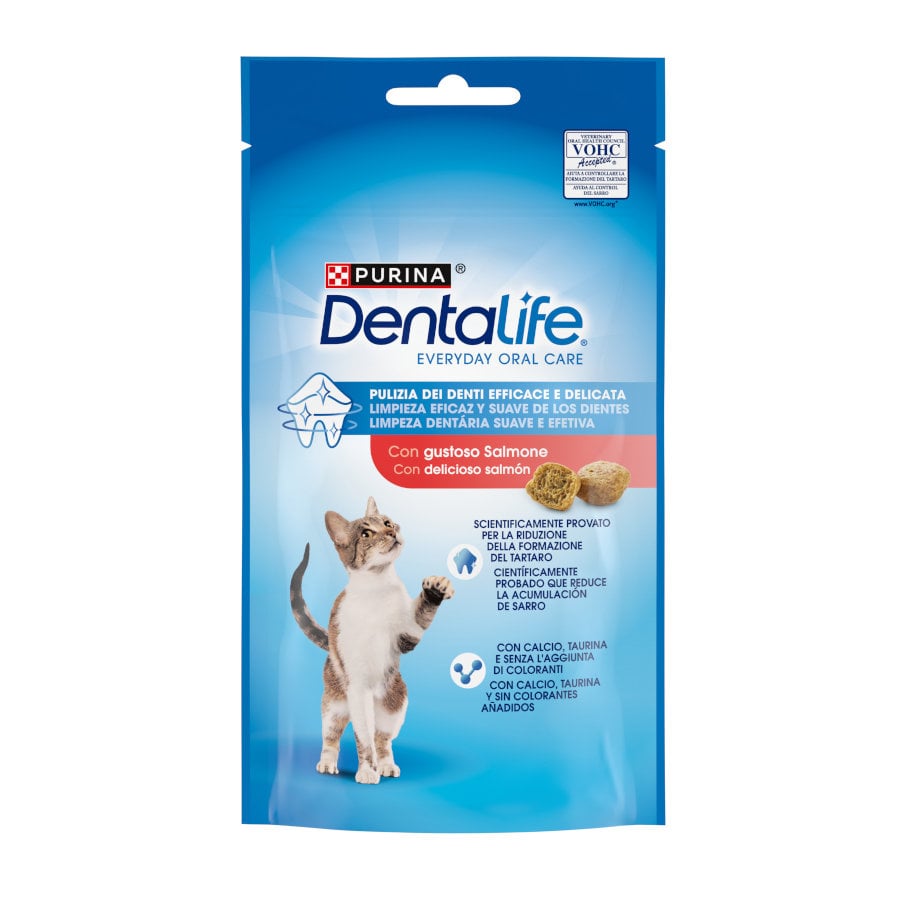 Purina Dentalife – Snack para gatos adultos Purina Dentalife salmón 40 g.