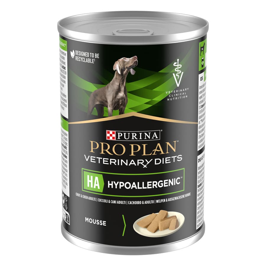 Purina Pro Plan Veterinary Diets – Comida húmeda para perros cachorros y adultos Purina Pro Plan Hypoallergenic mousse Dietas Veterinarias 400 g.