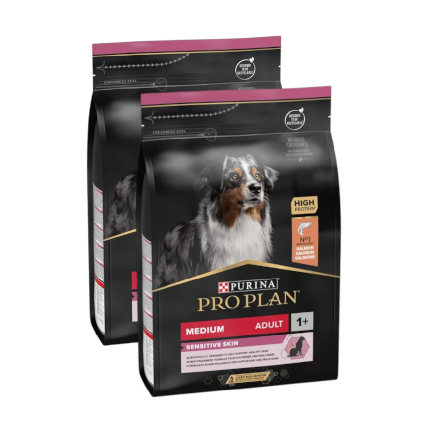 Pro Plan Adult Medium Sensitive Skin Salmón pienso para perros ¡Pack ahorro!